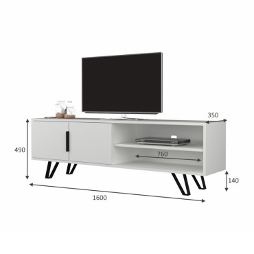 Έπιπλο τηλεόρασης Foot Megapap χρώμα λευκό 160x35x49cm 1 τεμ.