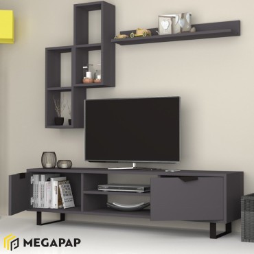 Σύνθεση τηλεόρασης Lonsa Megapap χρώμα γκρι 160x35x40cm 1 τεμ.