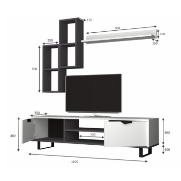 Σύνθεση τηλεόρασης Lonsa Megapap χρώμα λευκό 160x35x40cm 1 τεμ.