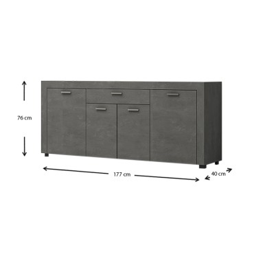 Μπουφές Joseph Megapap χρώμα γκρι σκυροδέματος 177x40x76cm 1 τεμ.
