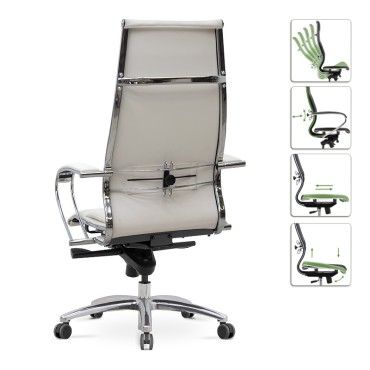 Καρέκλα γραφείου εργονομική Samurai-6 Megapap από τεχνόδερμα σε λευκό 70x70x124/134cm