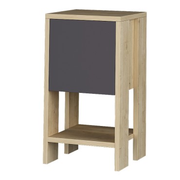 Κομοδίνο Ema Megapap χρώμα φυσικό οξιάς - ανθρακί 30x30x55cm 1 τεμ.