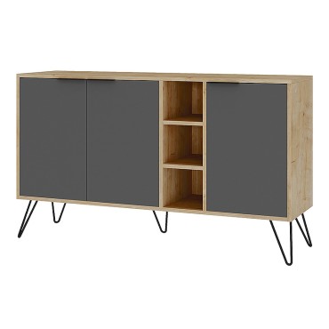 Μπουφές Clara Megapap χρώμα φυσικό οξιάς - ανθρακί 142x35,6x83cm 1 τεμ.