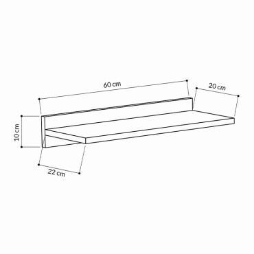 Ραφιέρα τοίχου Simple Megapap μελαμίνης χρώμα ανθρακί 60x24x10cm 1 τεμ.