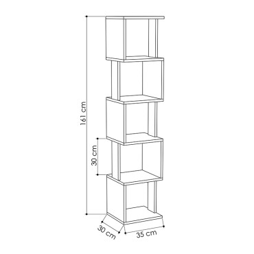 Βιβλιοθήκη Piri Megapap χρώμα φυσικό οξιάς/λευκό 35x30x161cm 1 τεμ.