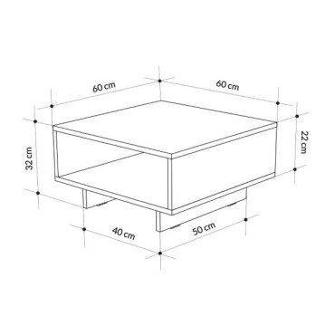 Τραπεζάκι σαλονιού Hola Megapap χρώμα sapphire oak - ανθρακί 60x60x32cm 1 τεμ.