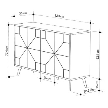 Μπουφές μελαμίνης Dune Megapap χρώμα λευκό αντικέ 123x35x77,4cm 1 τεμ.