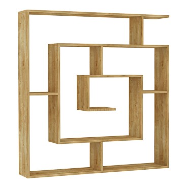 Βιβλιοθήκη Labirent Megapap χρώμα φυσικό οξιάς 125x22x129cm 1 τεμ.