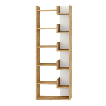 Βιβλιοθήκη Oppa Megapap χρώμα sapphire oak/λευκό 60x22x162cm 1 τεμ.