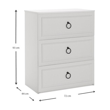 Συρταριέρα μελαμίνης Hampton Megapap χρώμα λευκό 72x44x93cm 1 τεμ.