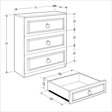 Συρταριέρα μελαμίνης Hampton Megapap χρώμα λευκό 72x44x93cm 1 τεμ.