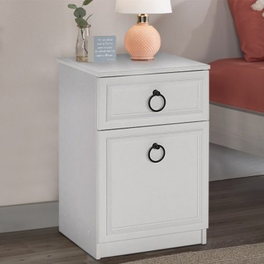 Κομοδίνο μελαμίνης Hampton Megapap χρώμα λευκό 40x38x63cm 1 τεμ.