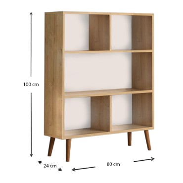 Βιβλιοθήκη μελαμίνης Cube Megapap χρώμα oak 80x24x100cm 1 τεμ.