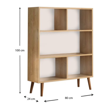 Βιβλιοθήκη μελαμίνης Cube Megapap χρώμα oak 80x24x100cm 1 τεμ.