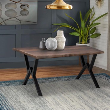 Τραπέζι Walter Megapap Mdf - μεταλλικό χρώμα καρυδί 140x80x75cm 1 τεμ.