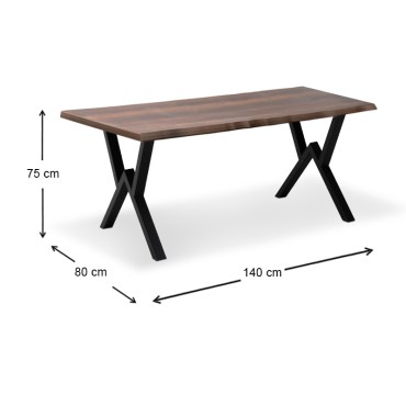 Τραπέζι Walter Megapap Mdf - μεταλλικό χρώμα καρυδί 140x80x75cm 1 τεμ.