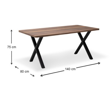Τραπέζι Jeremy Megapap Mdf - μεταλλικό χρώμα καρυδί 140x80x75cm 1 τεμ.
