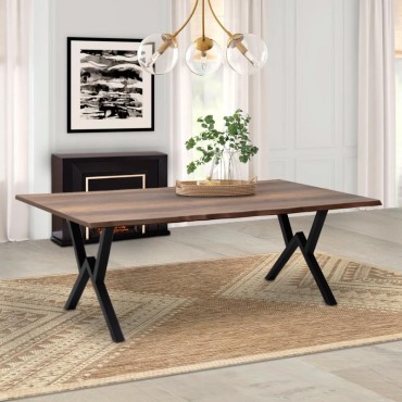 Τραπέζι Walter Megapap Mdf - μεταλλικό χρώμα καρυδί 200x100x75cm 1 τεμ.