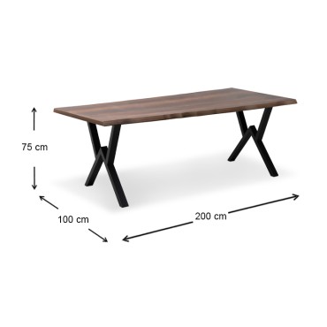 Τραπέζι Walter Megapap Mdf - μεταλλικό χρώμα καρυδί 200x100x75cm 1 τεμ.