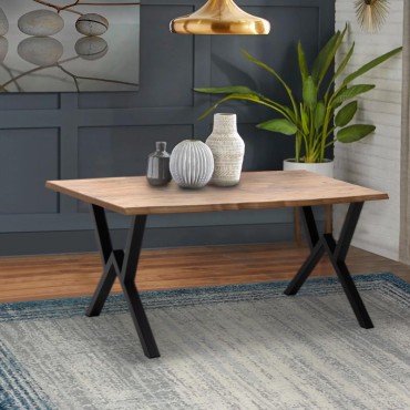 Τραπέζι Walter Megapap Mdf - μεταλλικό χρώμα ακακίας 140x80x75cm 1 τεμ.