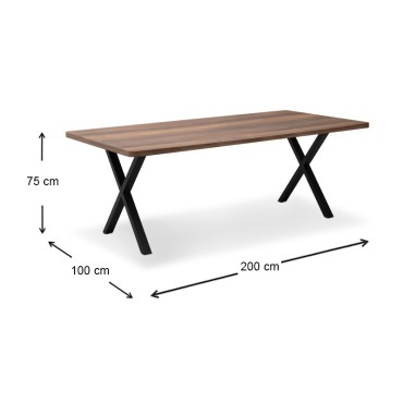 Τραπέζι Jeremy Megapap Mdf - μεταλλικό χρώμα καρυδί 200x100x75cm 1 τεμ.