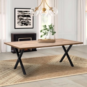 Τραπέζι Jeremy Megapap Mdf - μεταλλικό χρώμα ακακίας 200x100x75cm 1 τεμ.