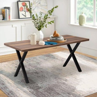 Τραπέζι Jeremy Megapap Mdf - μεταλλικό χρώμα καρυδί 160x80x75cm 1 τεμ.