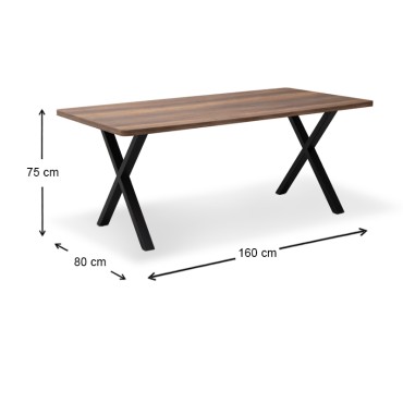 Τραπέζι Jeremy Megapap Mdf - μεταλλικό χρώμα καρυδί 160x80x75cm 1 τεμ.