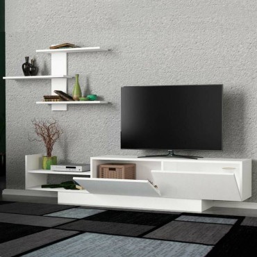 Σύνθεση τηλεόρασης Egemen Megapap από μελαμίνη χρώμα λευκό 180x32x40cm 1 τεμ.