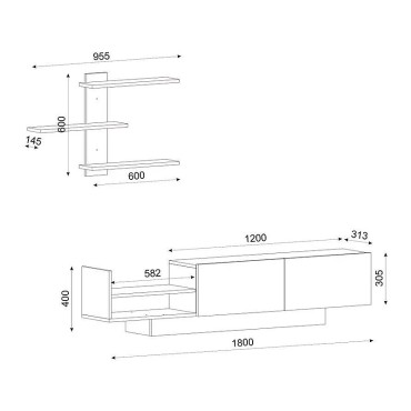 Σύνθεση τηλεόρασης Egemen Megapap χρώμα λευκό 180x32x40cm 1 τεμ.