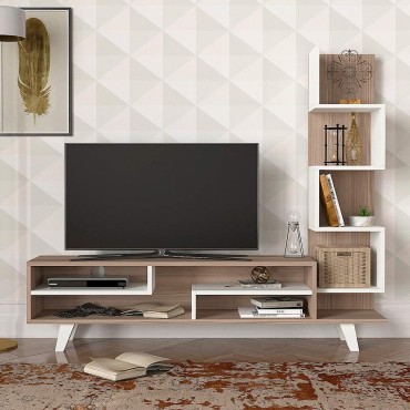 Έπιπλο τηλεόρασης Granada Megapap χρώμα λευκό - cordoba 149,5x29,5x120cm 1 τεμ.