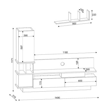 Σύνθεση τηλεόρασης Almeria Megapap χρώμα λευκό - cordoba 149x29,5x117cm 1 τεμ.