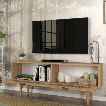 Έπιπλο τηλεόρασης Sirona Megapap από μελαμίνη χρώμα sapphire oak 140x30x55cm 1 τεμ.