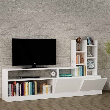 Σύνθεση τηλεόρασης Pesaro Megapap από μελαμίνη χρώμα λευκό 165x25x91,3cm 1 τεμ.