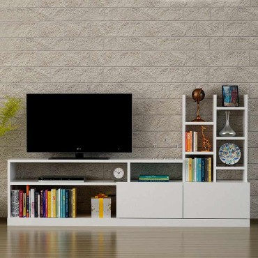 Σύνθεση τηλεόρασης Pesaro Megapap χρώμα λευκό 165x25x91,3cm 1 τεμ.