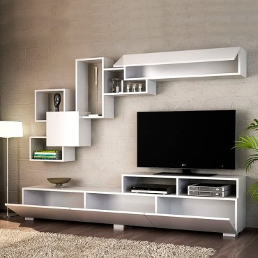 Σύνθεση τηλεόρασης Stamatia Megapap χρώμα λευκό 210x36,8x46,8cm 1 τεμ.