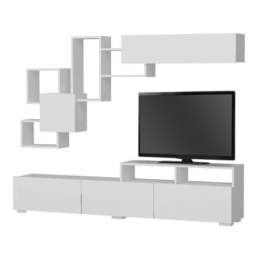 Σύνθεση τηλεόρασης Stamatia Megapap χρώμα λευκό 210x36,8x46,8cm 1 τεμ.