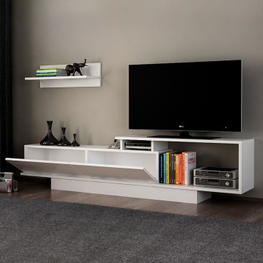 Έπιπλο τηλεόρασης Novara Megapap χρώμα λευκό 180x29,6x45cm 1 τεμ.