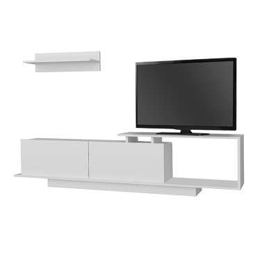 Έπιπλο τηλεόρασης Novara Megapap χρώμα λευκό 180x29,6x45cm 1 τεμ.