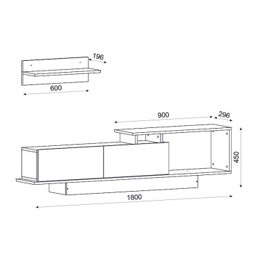 Έπιπλο τηλεόρασης Novara Megapap χρώμα λευκό 180x29,6x45cm 1 τεμ.