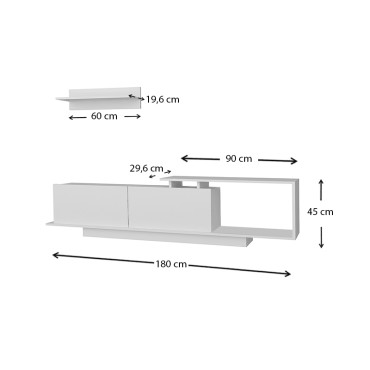 Έπιπλο τηλεόρασης Novara Megapap χρώμα λευκό 180x29,6x45cm 1 τεμ.