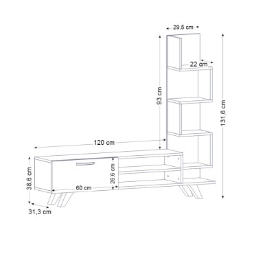 Έπιπλο τηλεόρασης Ceren Megapap χρώμα λευκό - cordoba 149,5x31x131,6cm 1 τεμ.