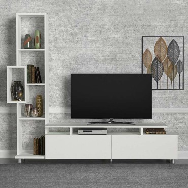 Σύνθεση τηλεόρασης Tulip Megapap από μελαμίνη χρώμα λευκό 160x29,5x160cm 1 τεμ.