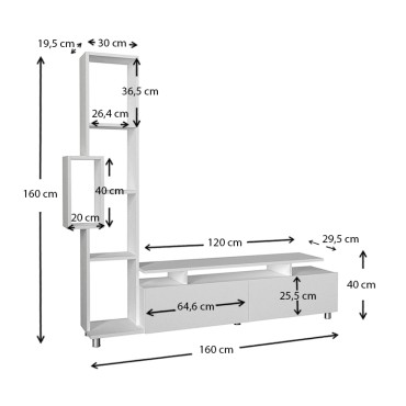 Σύνθεση τηλεόρασης Tulip Megapap χρώμα λευκό 160x29,5x160cm 1 τεμ.