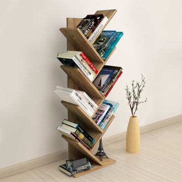 Βιβλιοθήκη μελαμίνης Milton Megapap χρώμα pine oak 44x22x121cm 1 τεμ.