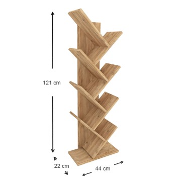 Βιβλιοθήκη μελαμίνης Milton Megapap χρώμα pine oak 44x22x121cm 1 τεμ.