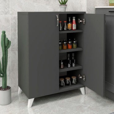 Ντουλάπι κουζίνας/μπάνιου - Παπουτσοθήκη μελαμίνης Lilly Megapap χρώμα ανθρακί 72x32,5x88cm 1 τεμ.