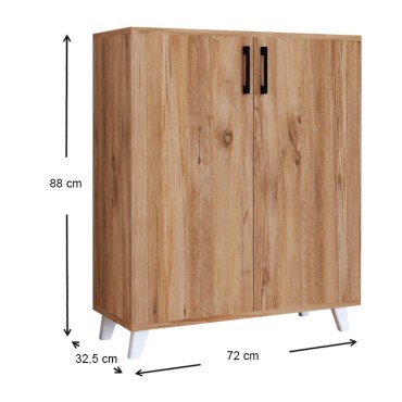 Ντουλάπι κουζίνας/μπάνιου - Παπουτσοθήκη μελαμίνης Lilly Megapap χρώμα pine oak 72x32,5x88cm 1 τεμ.