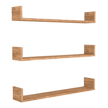 Ραφιέρα τοίχου Tyrion Megapap 3 τεμ. από μελαμίνη χρώμα pine oak 90x15x12cm