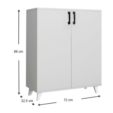 Ντουλάπι κουζίνας/μπάνιου - Παπουτσοθήκη μελαμίνης Lilly Megapap χρώμα λευκό 72x32,5x88cm 1 τεμ.